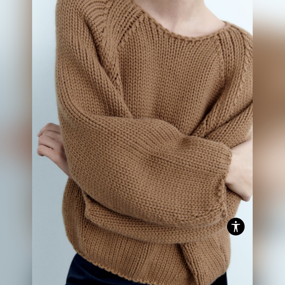 (354) NWT ZARA Oversized Knit Sweater, Size S - Picture 3 of 9
